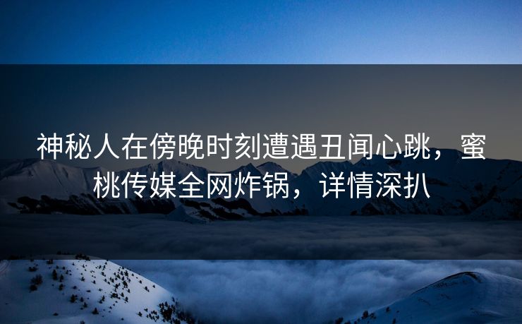 神秘人在傍晚时刻遭遇丑闻心跳，蜜桃传媒全网炸锅，详情深扒