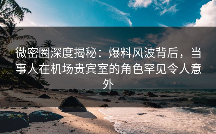 微密圈深度揭秘：爆料风波背后，当事人在机场贵宾室的角色罕见令人意外